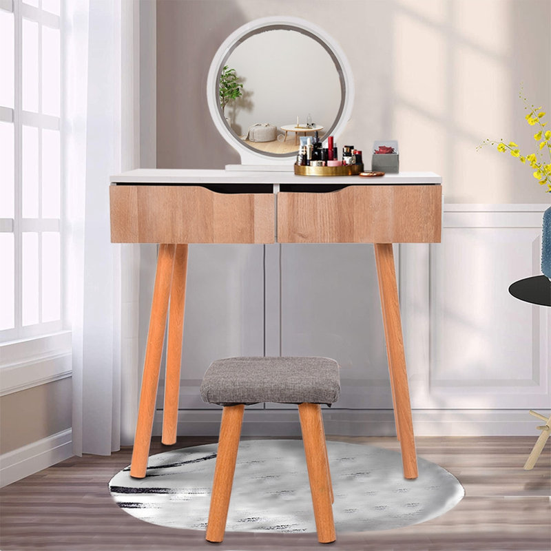 Corrigan Studio® Dressing Table Set, Dressing Table With Mirror And